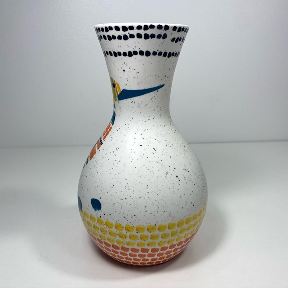 Rare Anthropologie Speckled Ceramic Bird Duck Trumpet Bouquet Flower Vase Decor - Picture 6 of 13